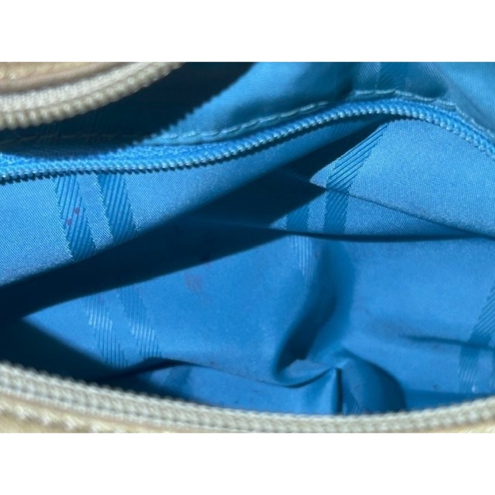 Tumi Ballistic Nylon w/Leather Trim Purse Bag Tan w/Blue Lining - Picture 8 of 9